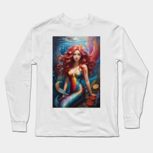 Feature Fin Colorful Mermaid Long Sleeve T-Shirt